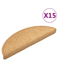 Tapis d'escalier autocollants aspect sisal 15 pcs 56x17x3 cm | Mobilier & Déco