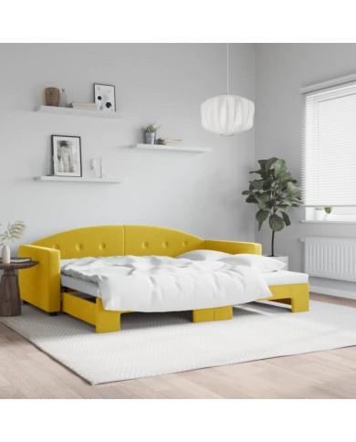 Lit de jour avec lit gigogne jaune 90x200 cm velours | Mobilier & Déco