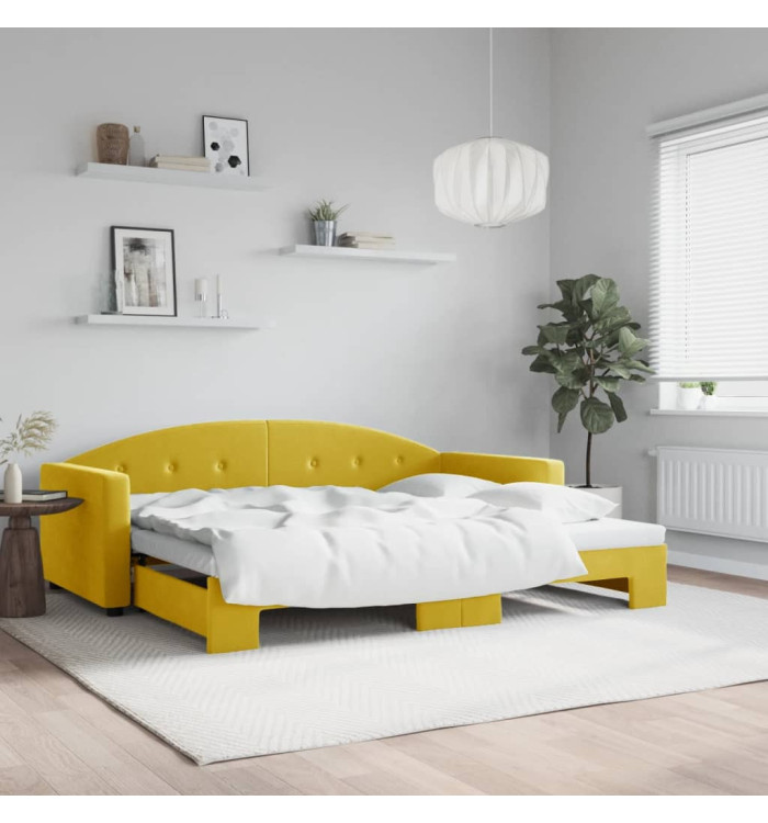 Lit de jour avec lit gigogne jaune 90x200 cm velours | Mobilier & Déco