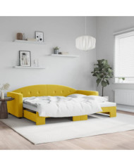 Lit de jour avec lit gigogne jaune 90x200 cm velours | Mobilier & Déco