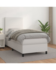Sommier à lattes de lit avec matelas Blanc 80x200 cm Similicuir | Mobilier & Déco
