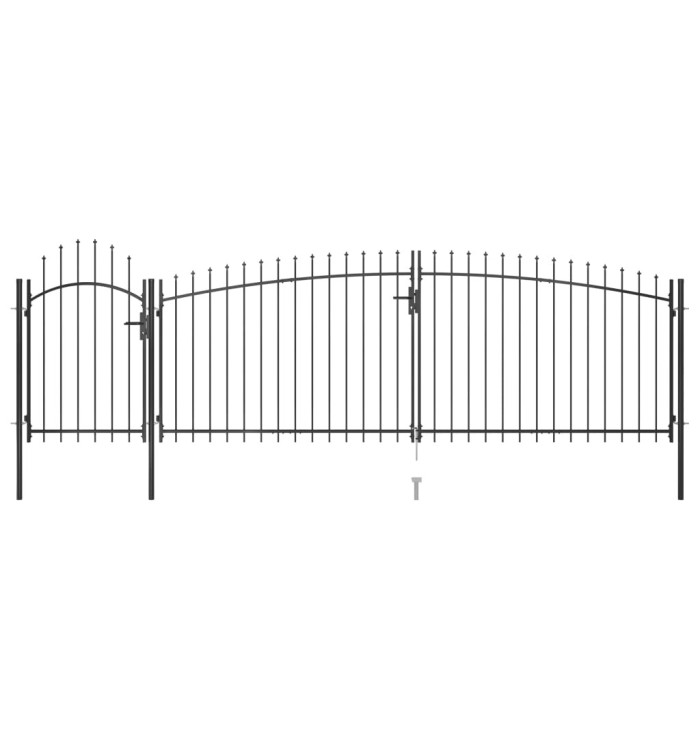 Portail de clôture de jardin avec dessus en lance 5x2 m Noir | Mobilier & Déco