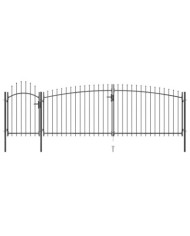 Portail de clôture de jardin avec dessus en lance 5x2 m Noir | Mobilier & Déco