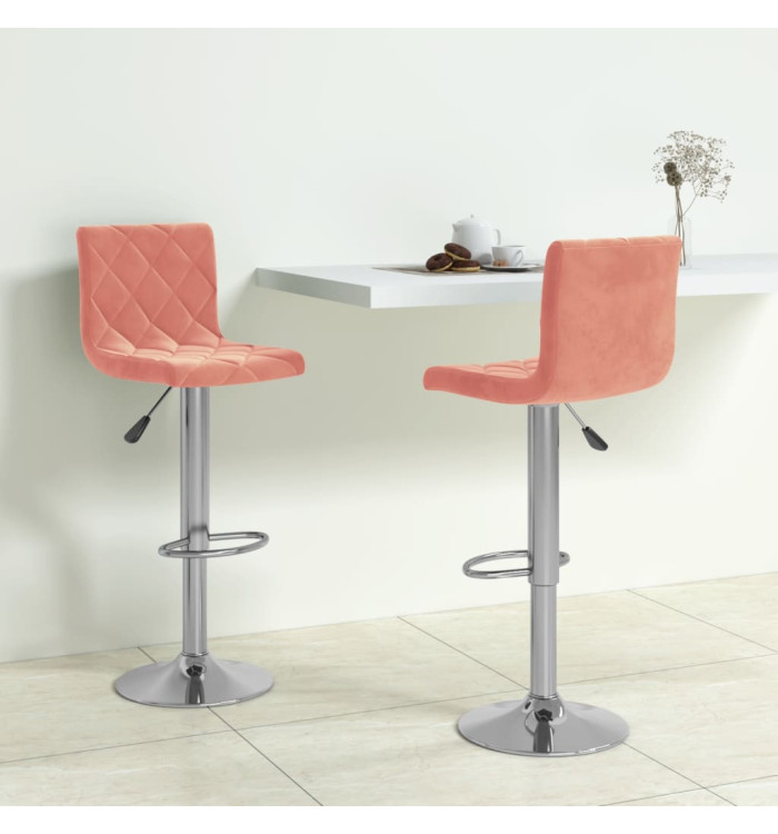 Tabourets de bar lot de 2 rose velours | Mobilier & Déco