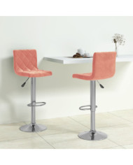 Tabourets de bar lot de 2 rose velours | Mobilier & Déco