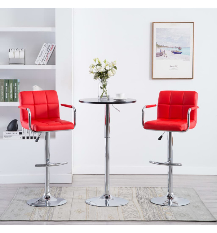 Tabourets de bar lot de 2 rouge similicuir | Mobilier & Déco