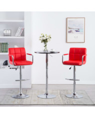 Tabourets de bar lot de 2 rouge similicuir | Mobilier & Déco