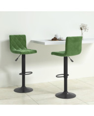 Tabourets de bar lot de 2 vert foncé velours | Mobilier & Déco