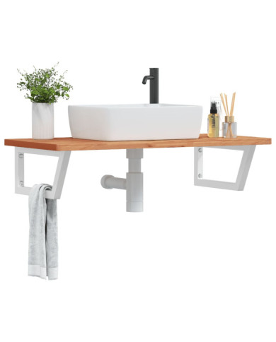 Étagère de vasque murale acier et bois massif de hêtre | Mobilier & Déco