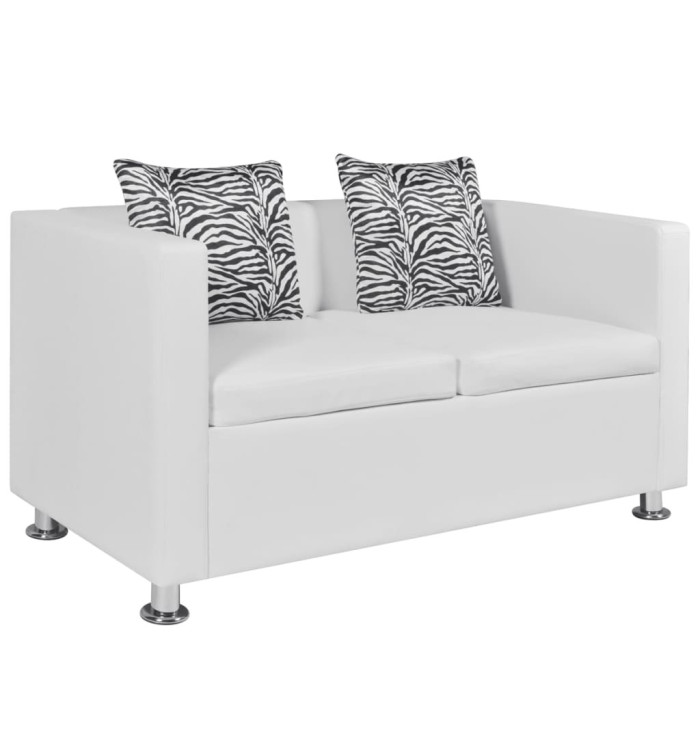 Canapé à 2 places similicuir blanc | Mobilier & Déco