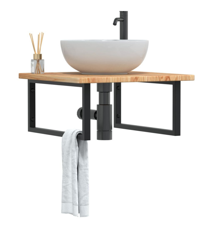 Étagère de vasque murale acier et bois de chêne massif | Mobilier & Déco