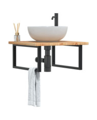 Étagère de vasque murale acier et bois de chêne massif | Mobilier & Déco