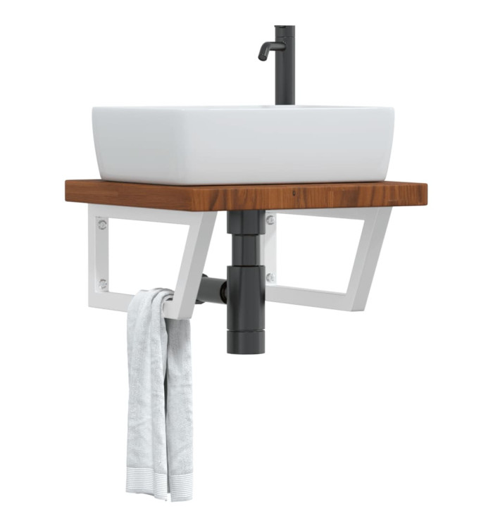 Étagère de vasque murale acier et bois de chêne massif | Mobilier & Déco