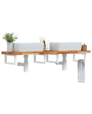 Étagère de vasque murale acier et bois massif d'acacia | Mobilier & Déco