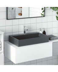 Vasque 60x38x11 cm fonte minérale/marbre anthracite | Mobilier & Déco