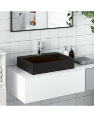 Vasque 50x38x11 cm fonte minérale/marbre noir mat | Mobilier & Déco