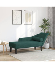 Chaise longue avec coussins vert foncé tissu | Mobilier & Déco