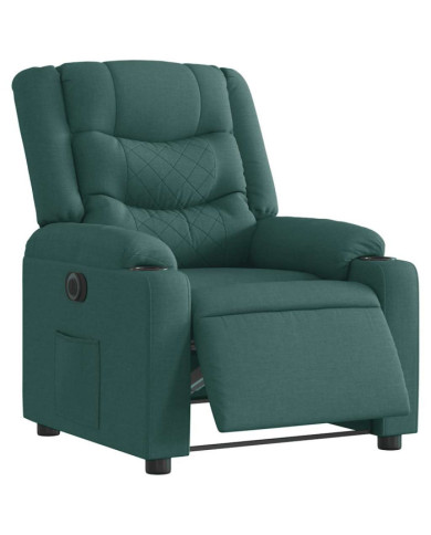 Fauteuil inclinable électrique Vert foncé Tissu | Mobilier & Déco