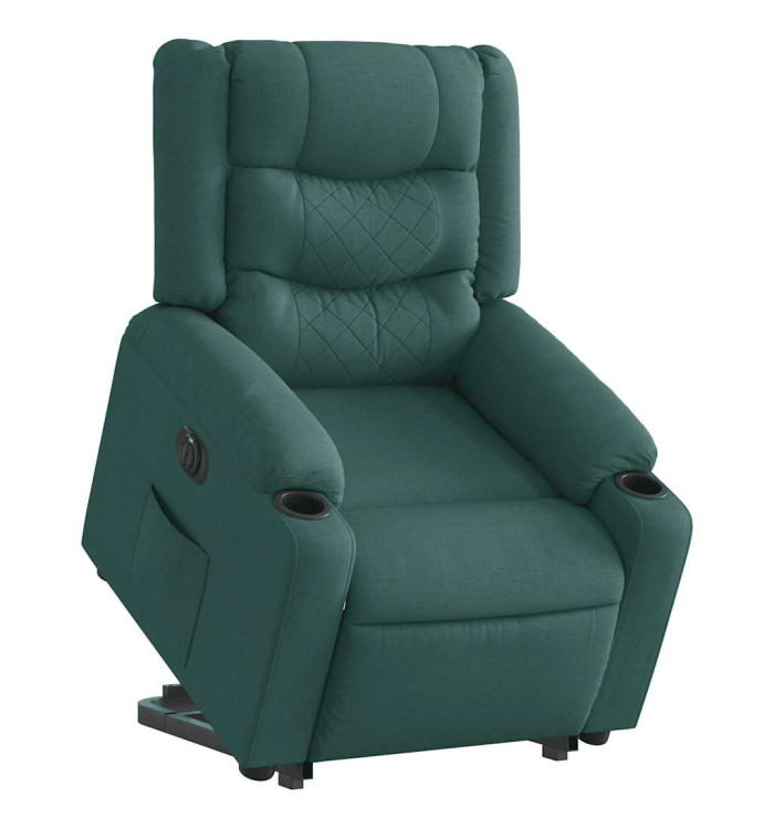 Fauteuil inclinable électrique vert foncé tissu | Mobilier & Déco