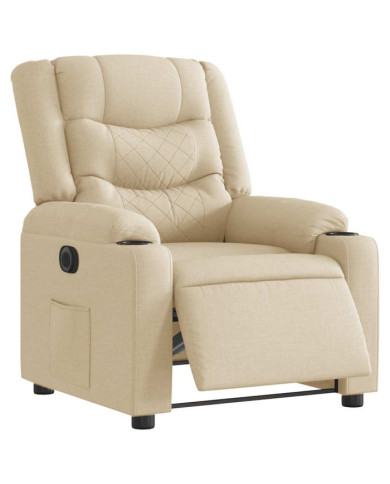 Fauteuil inclinable électrique Crème Tissu | Mobilier & Déco