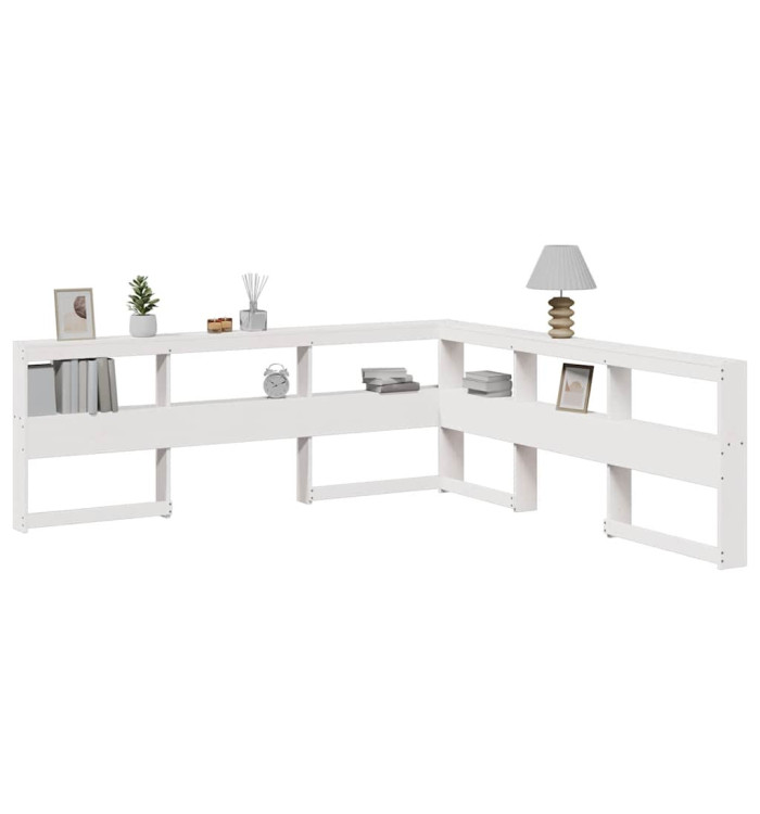 Tête de lit de bibliothèque en forme de L bois massif de pin | Mobilier & Déco