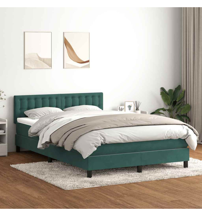 Sommier à lattes de lit et matelas vert foncé 140x220cm velours | Mobilier & Déco