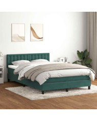 Sommier à lattes de lit et matelas vert foncé 140x220cm velours | Mobilier & Déco