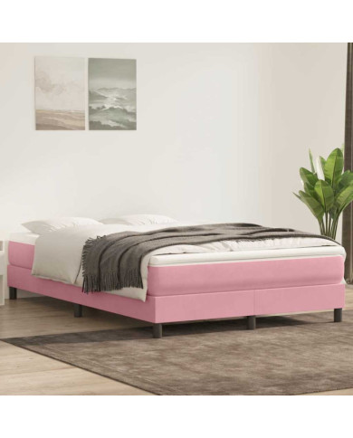 Sommier à lattes de lit avec matelas rose 140x220 cm velours | Mobilier & Déco