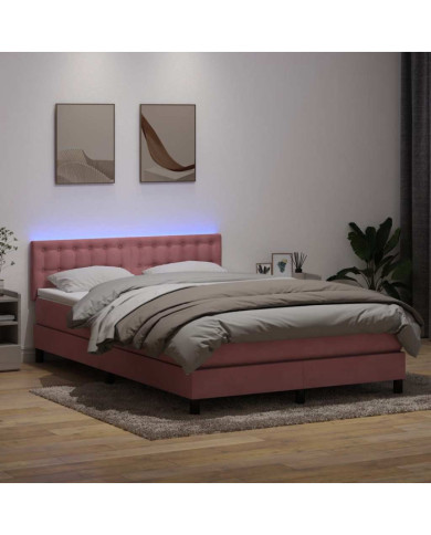 Sommier à lattes de lit avec matelas rose 160x220 cm velours | Mobilier & Déco