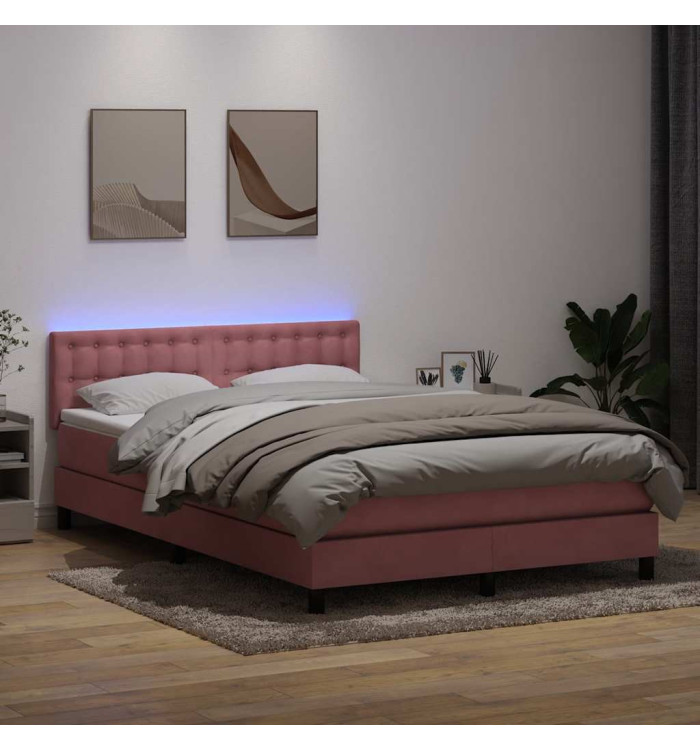Sommier à lattes de lit avec matelas rose 160x220 cm velours | Mobilier & Déco