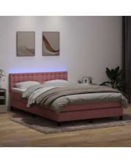 Sommier à lattes de lit avec matelas rose 160x220 cm velours | Mobilier & Déco