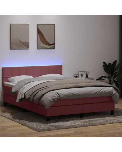Sommier à lattes de lit avec matelas rose 160x220 cm velours | Mobilier & Déco