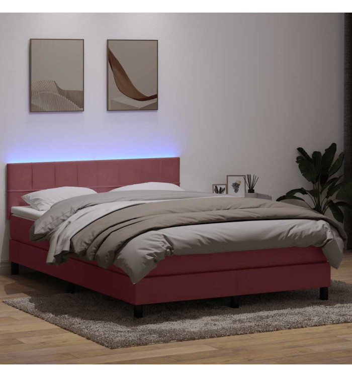 Sommier à lattes de lit avec matelas rose 160x220 cm velours | Mobilier & Déco