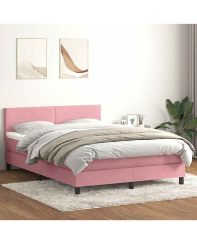 Sommier à lattes de lit avec matelas rose 160x220 cm velours | Mobilier & Déco