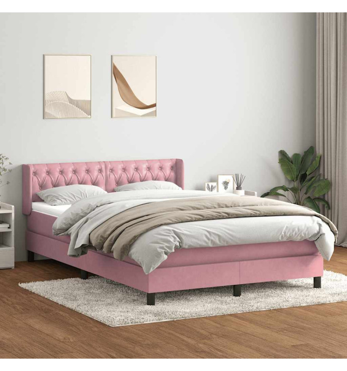 Sommier à lattes de lit avec matelas rose 160x220 cm velours | Mobilier & Déco