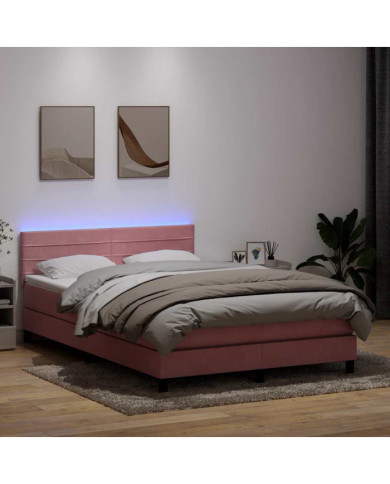 Sommier à lattes de lit avec matelas rose 160x220 cm velours | Mobilier & Déco