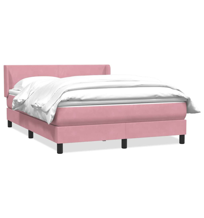 Sommier à lattes de lit avec matelas rose 140x220 cm velours | Mobilier & Déco