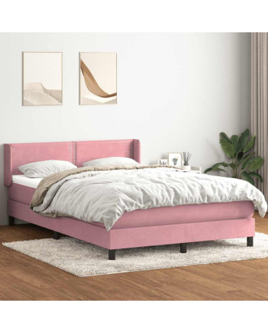 Sommier à lattes de lit avec matelas rose 160x220 cm velours | Mobilier & Déco