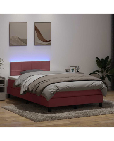Sommier à lattes de lit avec matelas rose 120x220 cm velours | Mobilier & Déco