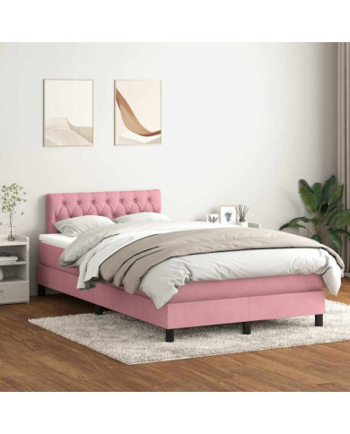 Sommier à lattes de lit avec matelas rose 120x220 cm velours | Mobilier & Déco