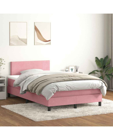 Sommier à lattes de lit avec matelas rose 120x220 cm velours | Mobilier & Déco