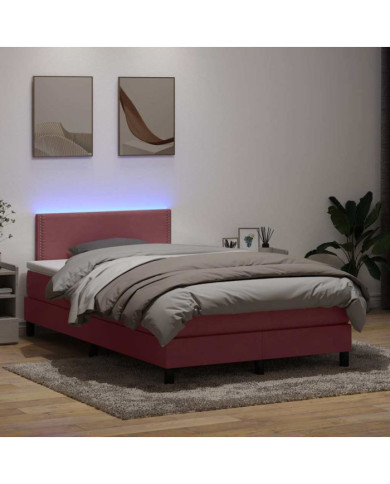 Sommier à lattes de lit avec matelas rose 120x220 cm velours | Mobilier & Déco
