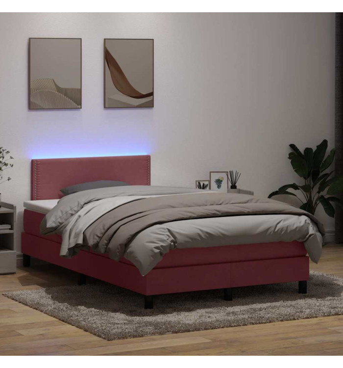 Sommier à lattes de lit avec matelas rose 120x220 cm velours | Mobilier & Déco