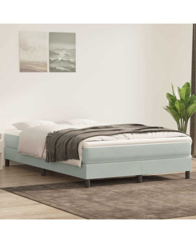 Sommier à lattes de lit et matelas gris clair 140x220cm velours | Mobilier & Déco