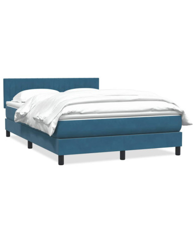 Sommier à lattes de lit et matelas bleu foncé 140x220cm velours | Mobilier & Déco