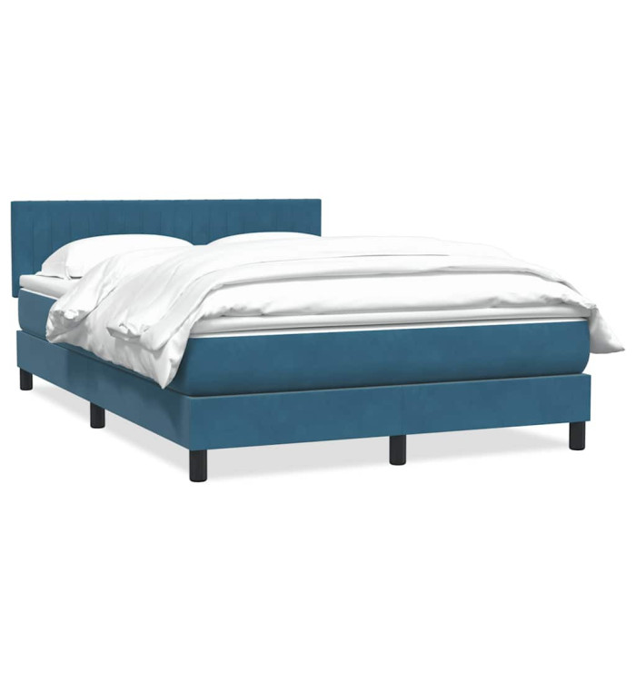 Sommier à lattes de lit et matelas bleu foncé 140x220cm velours | Mobilier & Déco