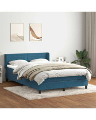 Sommier à lattes de lit et matelas bleu foncé 140x220cm velours | Mobilier & Déco