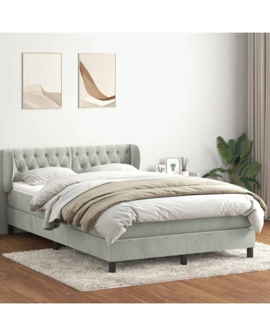 Sommier à lattes de lit et matelas gris clair 140x220cm velours | Mobilier & Déco