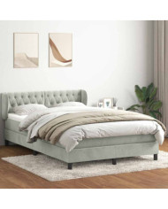 Sommier à lattes de lit et matelas gris clair 140x220cm velours | Mobilier & Déco