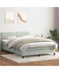 Sommier à lattes de lit et matelas gris clair 140x220cm velours | Mobilier & Déco